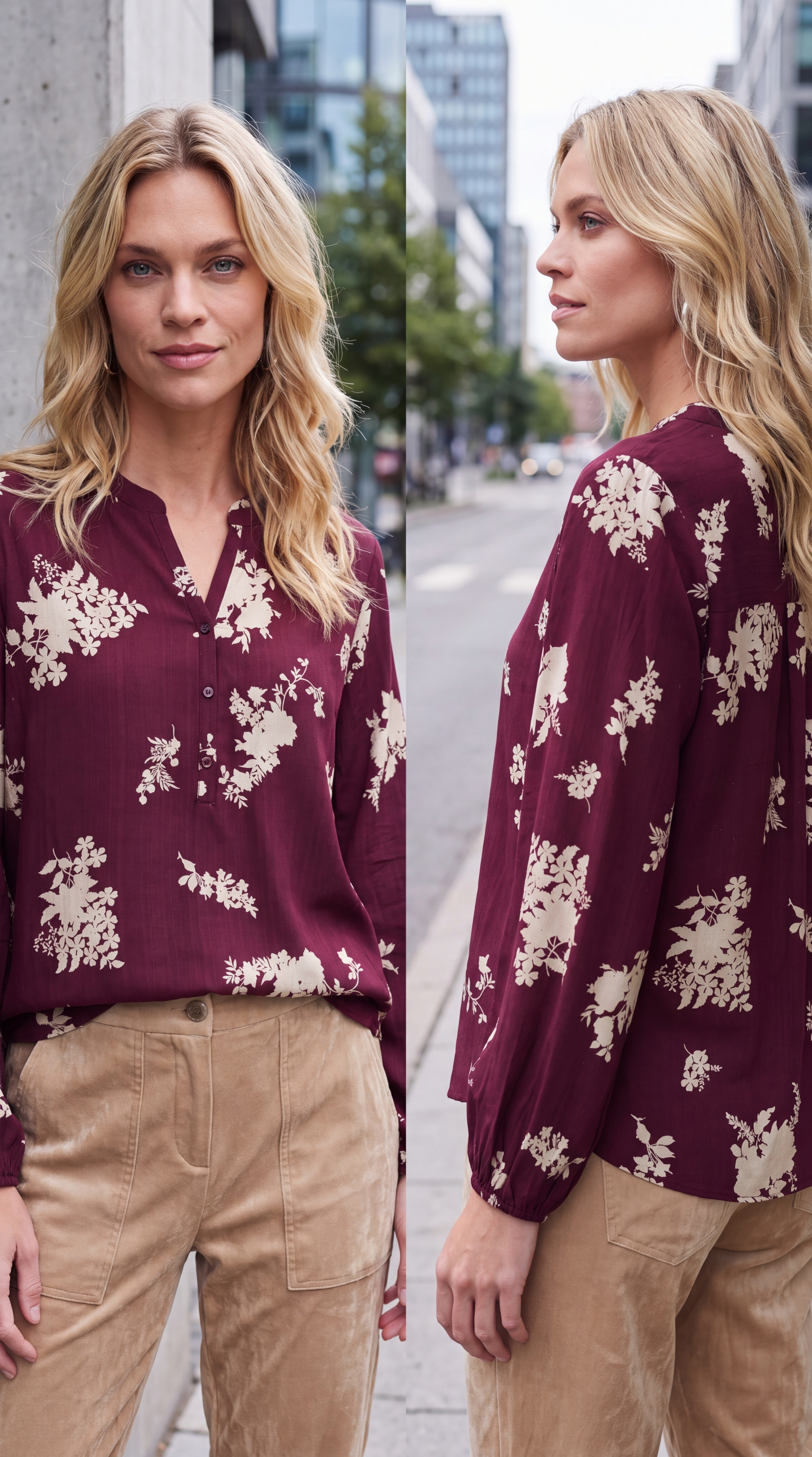 Dámska blúzka BROADWAY NYC FASHION BURGUNDY FLOWER s.WEAR 2